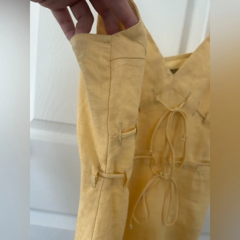 Reformation Clover Linen Dress Buttercup Yellow Size 6 - Picture 4 of 13